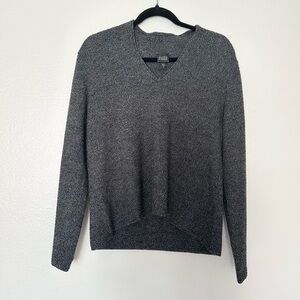 Eileen Fisher 100% Merino Wool Charcoal Grey V Neck Sweater Italian Yarn Sm